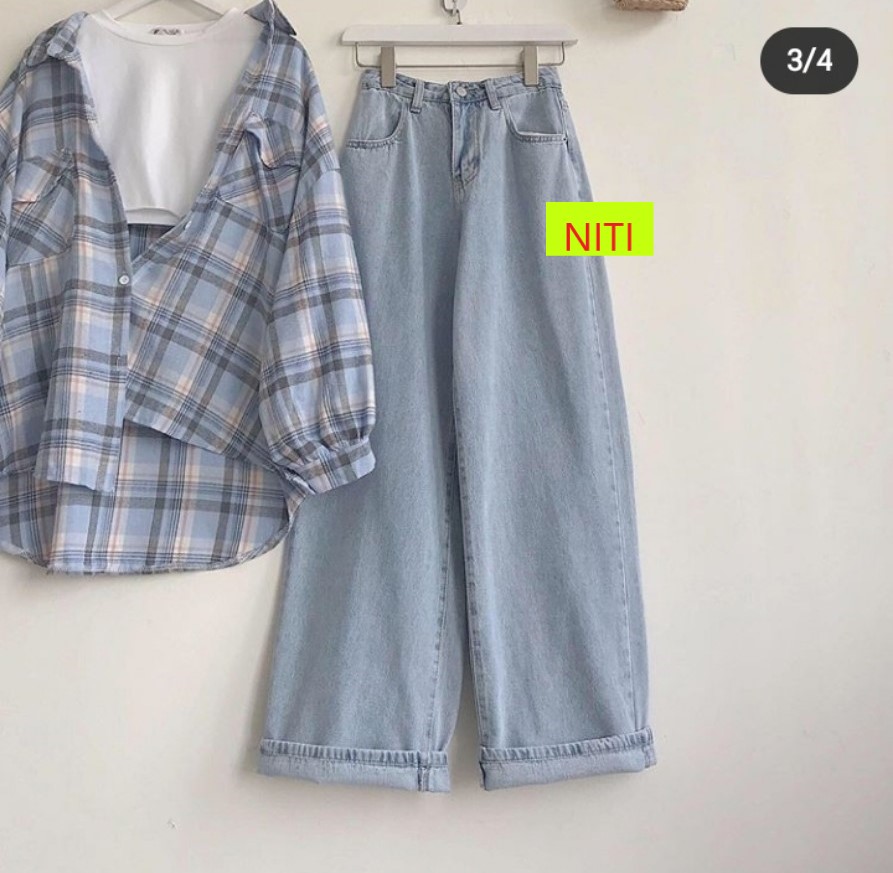 [ ĐỢI!! ] QUẦN JEAN NỮ LƯNG CAO KIỂU QUẦN JEAN ỐNG RỘNG NỮ MÀU XANH NHẠT LAI CUỐN SIÊU THỜI TRANG CỰC PHONG CÁCH-NITI
