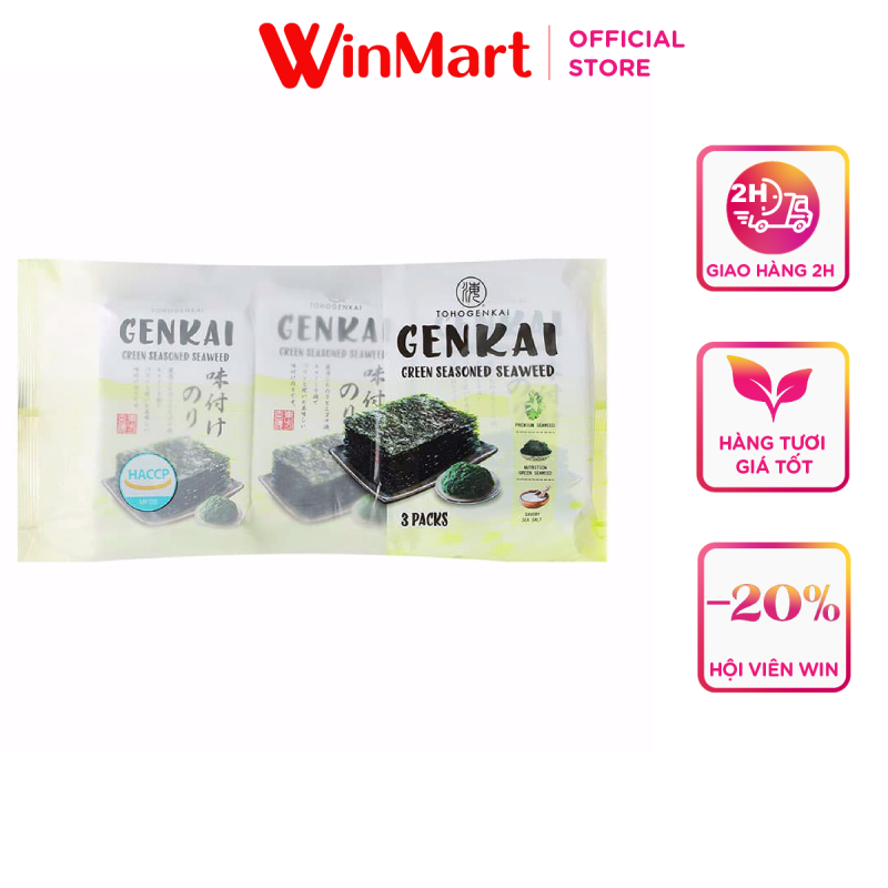 [Siêu thị WinMart] -Lốc 3 gói rong biển lá xanh Tohogenkai 4g