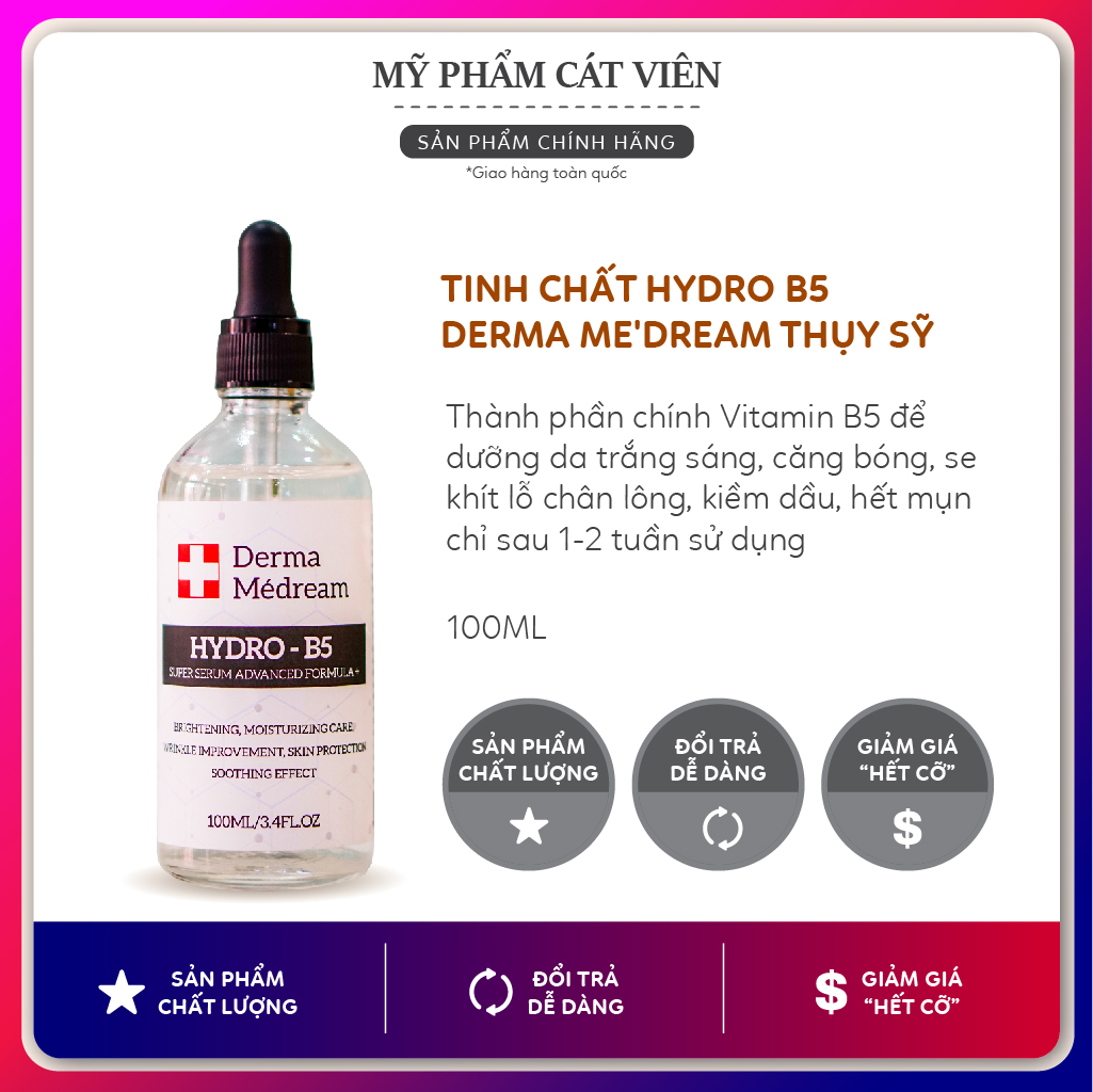 Serum dưỡng trắng kiềm dầu HYDRO B5 Derma Me’dream, dưỡng ẩm chuyên sâu, kiềm dầu giảm mụn, se khít lỗ chân lông, làm đều màu da - chai 100ml