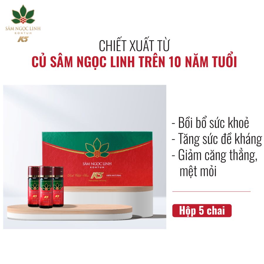 Dịch chiết sâm ngọc linh kon tum k5 hộp 5 chai