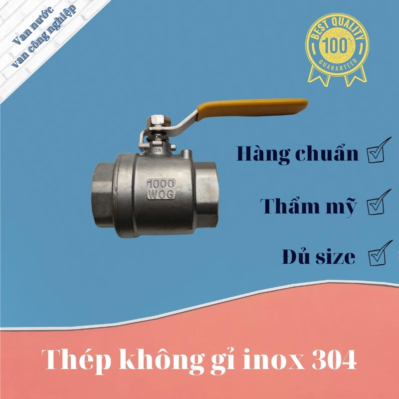 van bi inox 304 phi 49 van nước tay gạt chất liệu bằng thép không gỉ