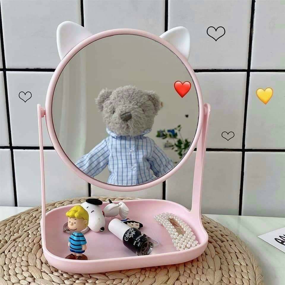 Gương tai thỏ 🐰🐰gương tai thỏ, tai mèo, tai chuột mini kệ vuông