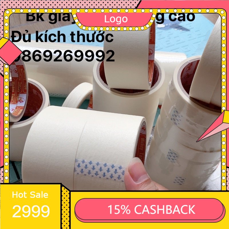 freeship 0đ [rẻ nhất sàn]Băng keo giấy 5cm - 2cm - 1cm x 10m sẵn hàng ạ