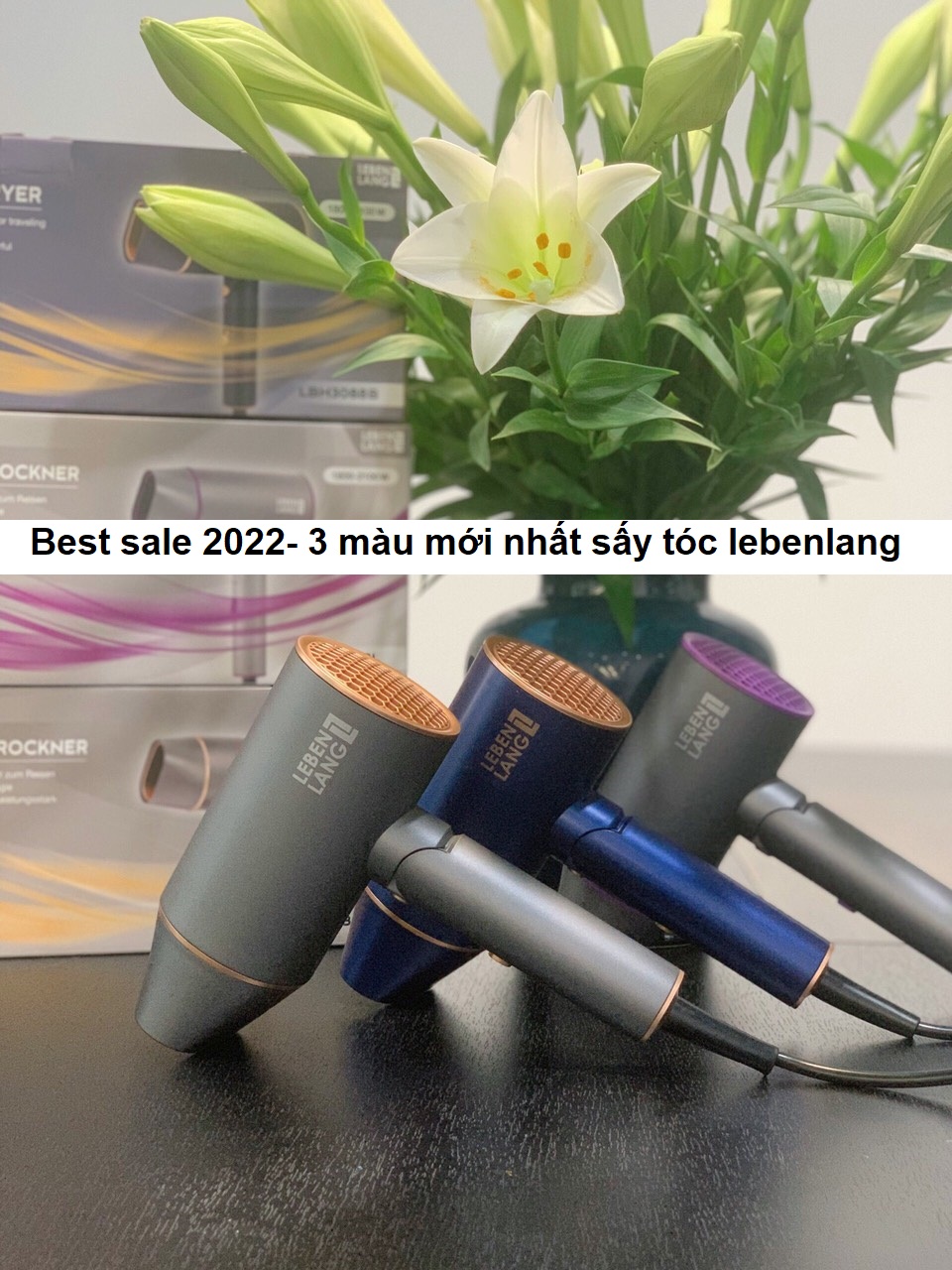 Máy sấy tóc ion gấp gọn, 2 chiều nóng lạnh LEBENLANG công suất 2100W, chống xơ rối tóc, model LBH3088G /2 màu hồng và vàng gold/ hàng chính hãng bảo hành 24 tháng