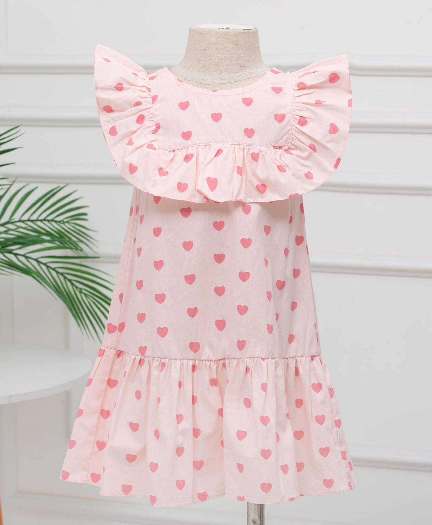 Váy bé gái ILABY cắt kiểu vuông phối bèo chất liệu thô cotton thoáng mát