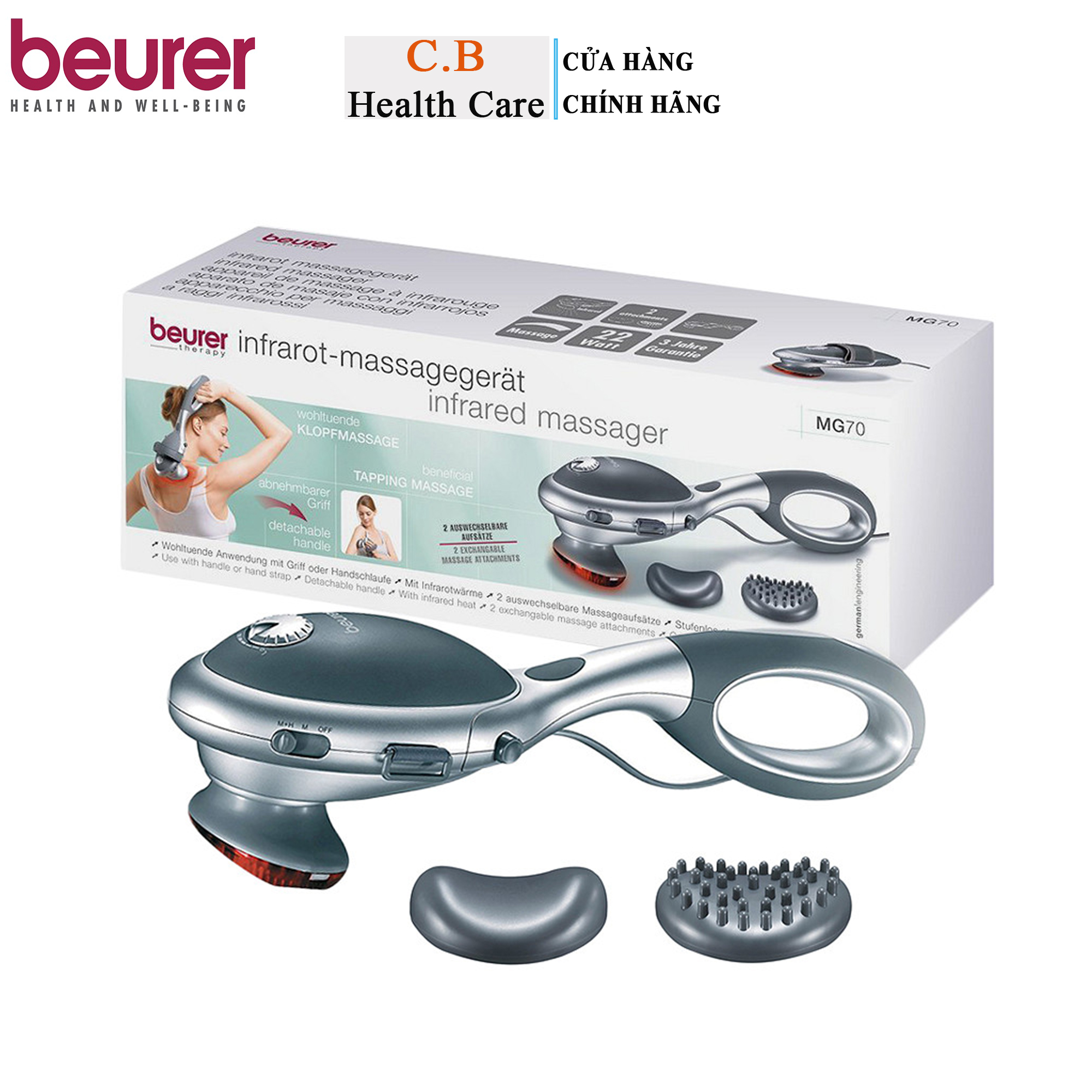 Máy Massage Cầm Tay Đèn Hồng Ngoại Beurer MG70