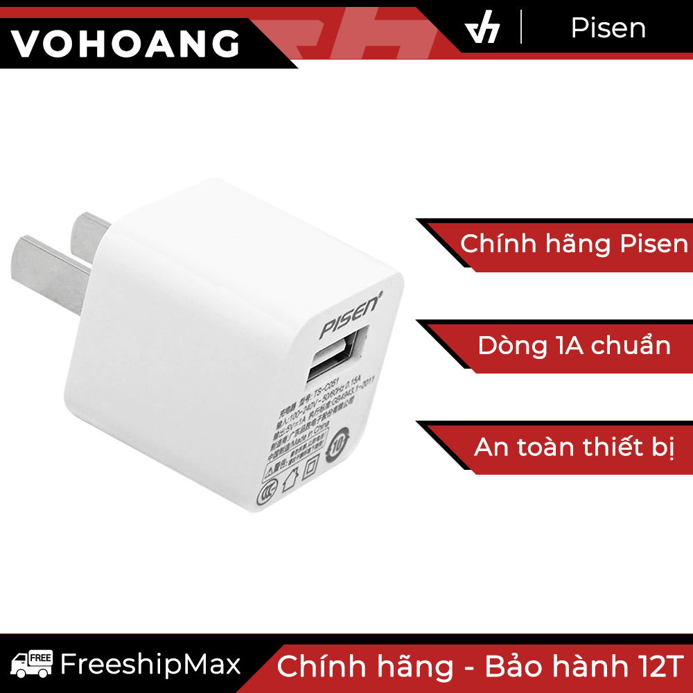 Adapter sạc pisen ts-c051 - chính hãng pisen sạc dòng 1a