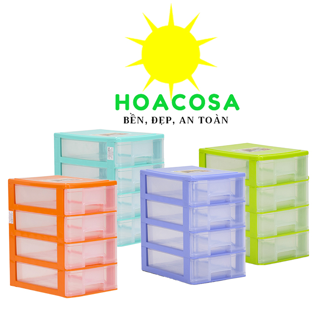 Tủ Nhựa Để Bàn Mini 4 Tầng Ngăn Kéo Hiệp Thành- Gọn Xinh, Cứng Cáp- Đồ Gia Dụng Hoacosa