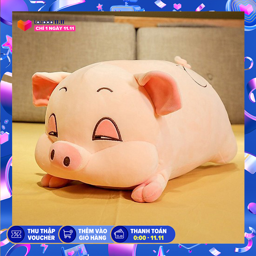 Gấu Bông Ôm Hình Heo Lười Mắt Híp Siêu Xinh Cho Bé Màu hồng