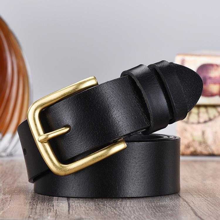 Thắt lưng da bò nguyên miếng đầu khóa đồng đúc nguyên khối TL11 thatchatstore