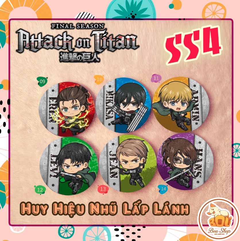 [HCM]Huy hiệu nhũ lấp lánh Attack On Titan - Shingeki no Kyojin - Đại Chiến Titan Anime Pin Goods