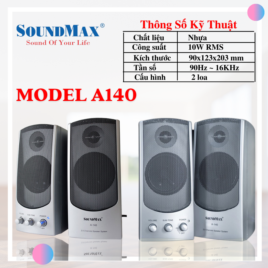 Loa soundmax a140 2.0 - thiết kế nhỏ gọn, năng động - hàng chính hãng