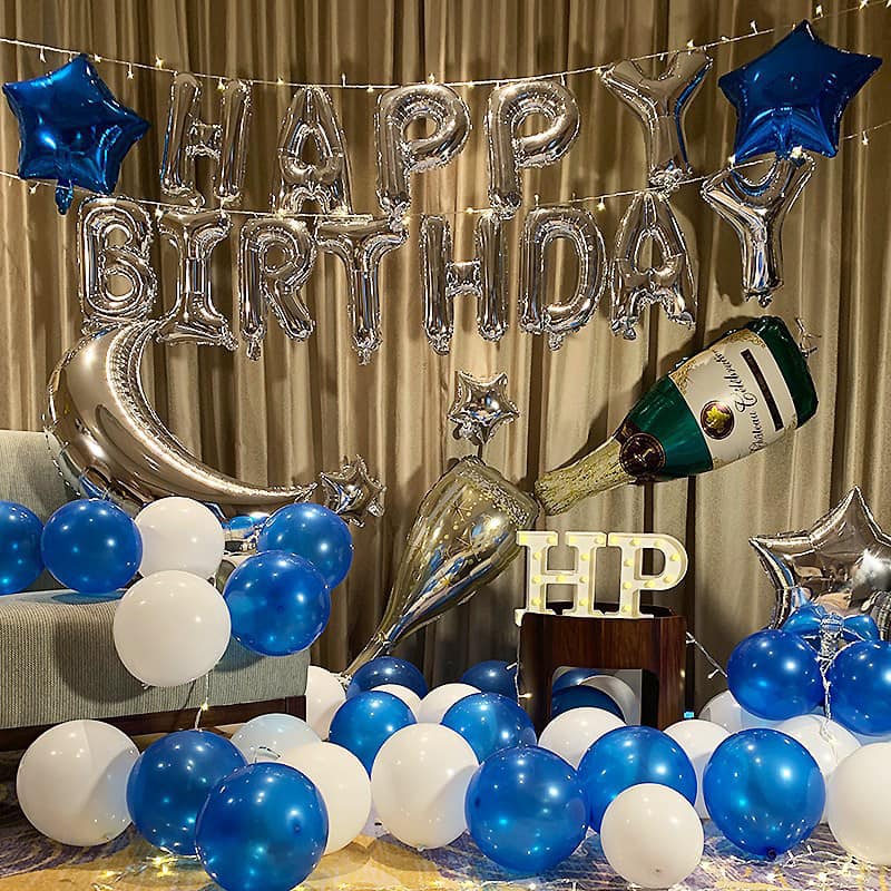 Bóng trang trí sinh nhật happy birthday kèm số tuổi và đèn led nhiều mẫu sn11