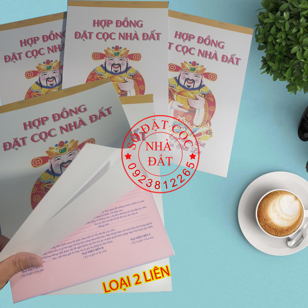 MẪU SỔ ĐẶT CỌC NHÀ ĐẤT - HỢP ĐỒNG ĐẶT CỌC NHÀ ĐẤT LOẠI 2 LIÊN - KHỔ GIẤY A4 KHÔNG CẦN GIẤY THAN.