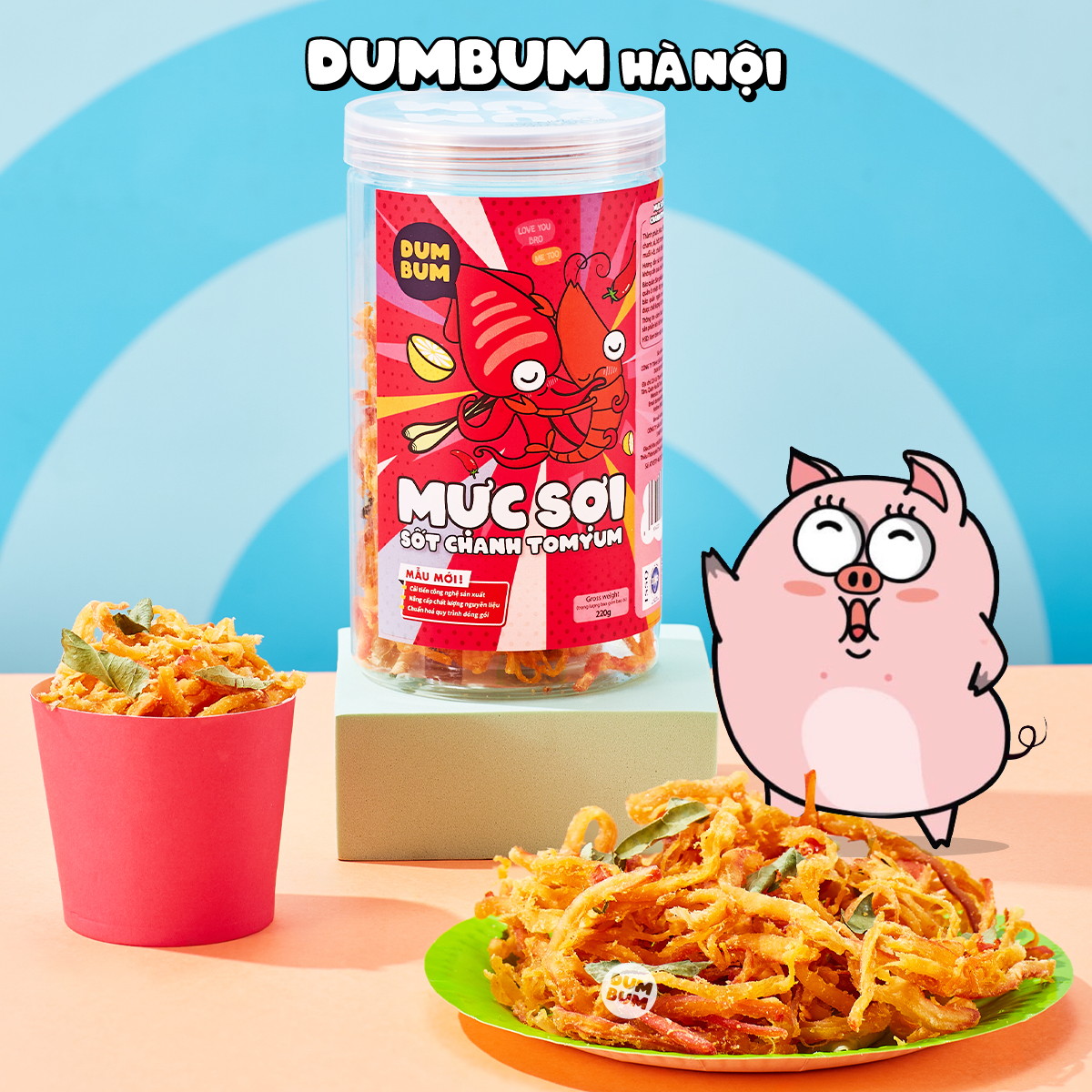 Mực sợi sốt chanh Tomyum cay DumBum 220g đồ ăn vặt Hà Nội