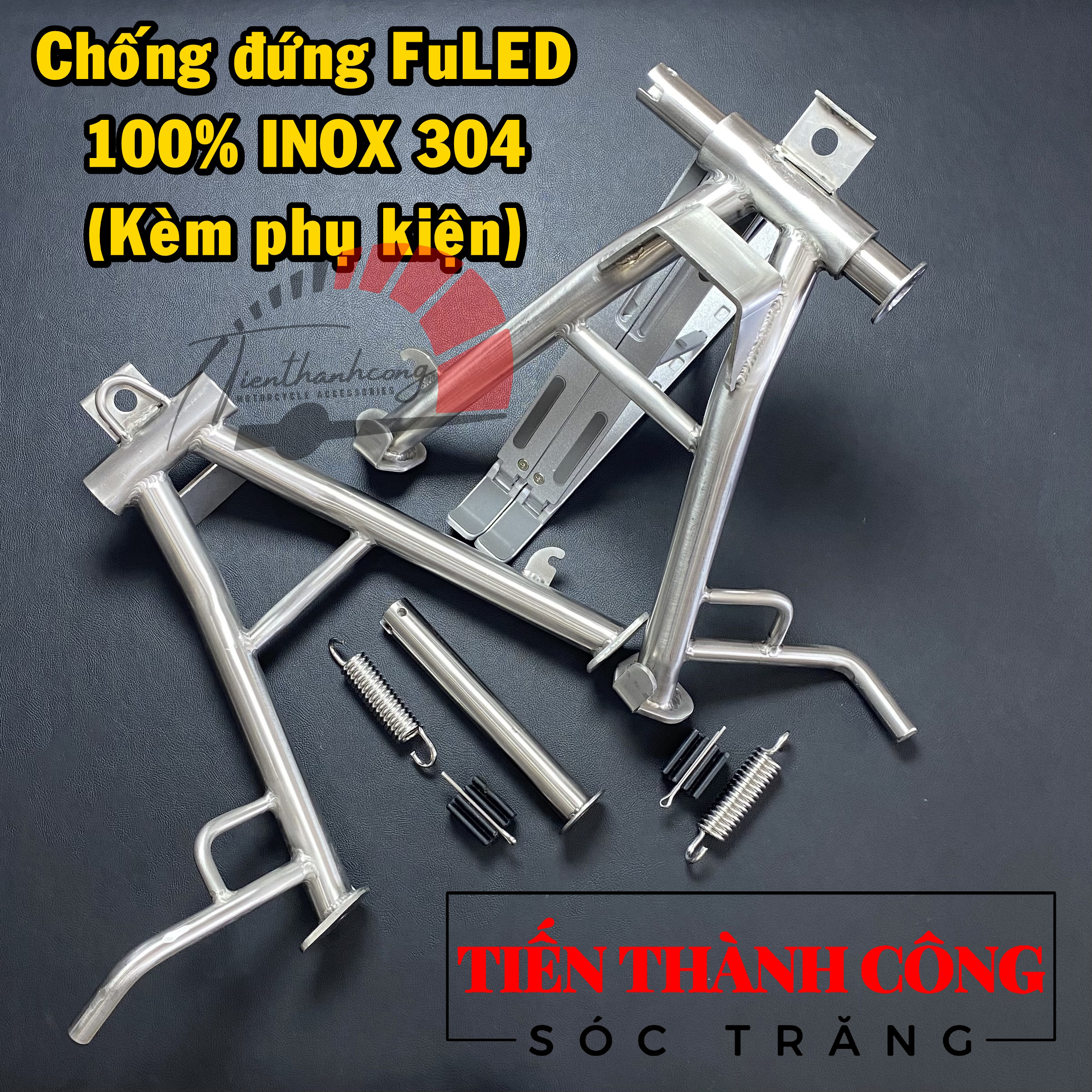 Chân chống đứng gắn xe fuled (100% inox 304, kèm phụ kiện) (dùng chung: wave a 110 2017, wave s 110, rsx 110, blade 110)