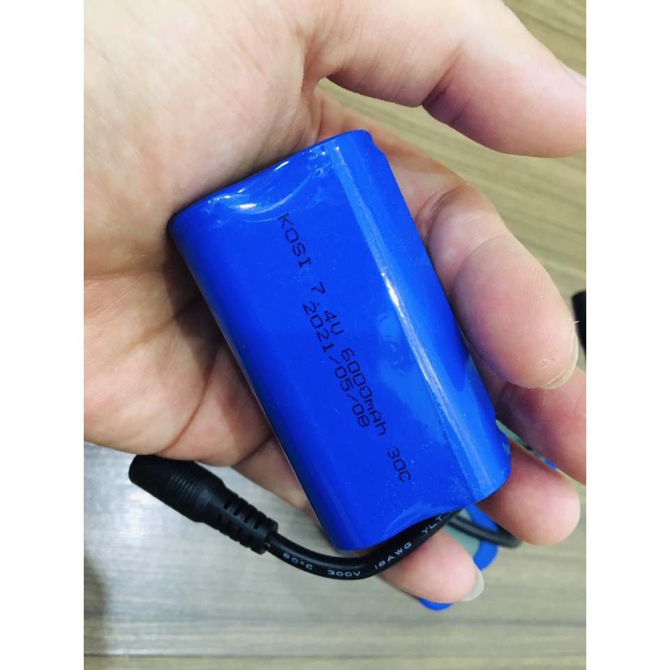 Pin cano thả thính dung lượng cao Kosi 7.4V 6000mah giắc tròn cho xe ô tô. tàu, thuyền thả thính... điều khiển từ xa