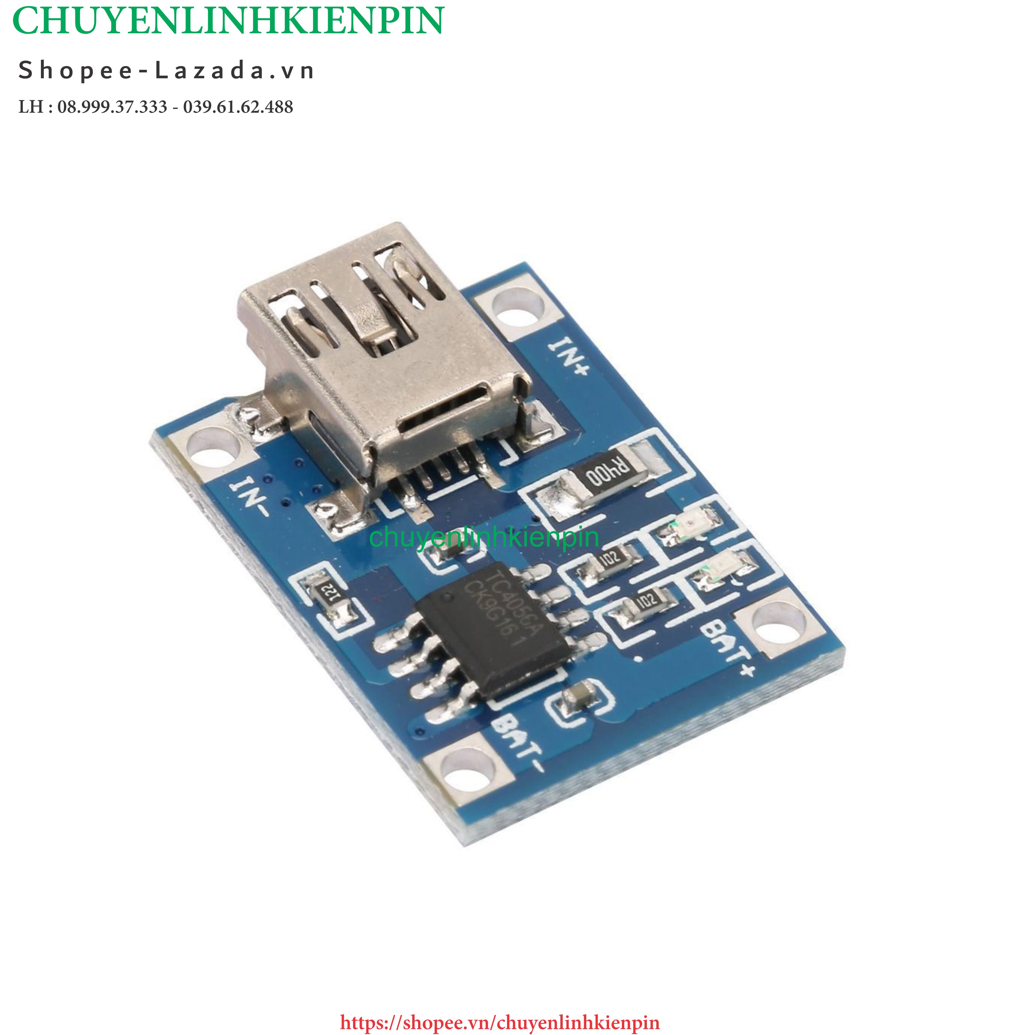 Mạch sạc pin tp4056 1a mini usb