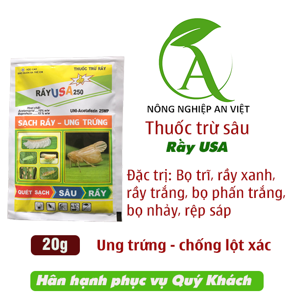 Thuốc trừ sâu rầy xanh, rầy trắng, rầy nâu, rệp sáp, muội đen, bọ trĩ, rệp kim; Thuốc trừ sâu rầy USA gói 20g