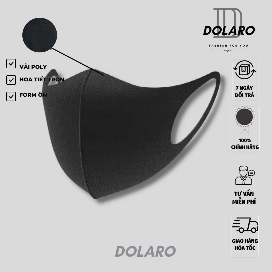 Quà tặng - Khẩu trang poly DOLARO form ôm mặt chống bụi chống nắng thời trang trang