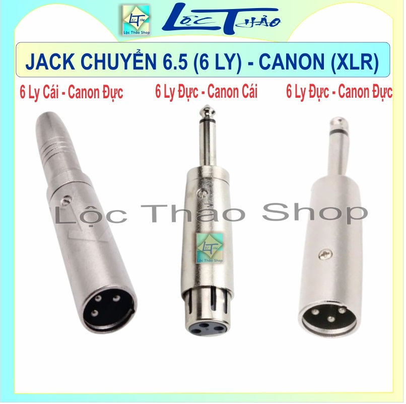 Jack chuyển canon ra 6 ly - đầu chuyển canon ra jack 6.5 - jack chuyển canon xlr đực cái ra 6 ly đực cái - jack 6.5 ra canon - jack chuyển 6.5 sang canon