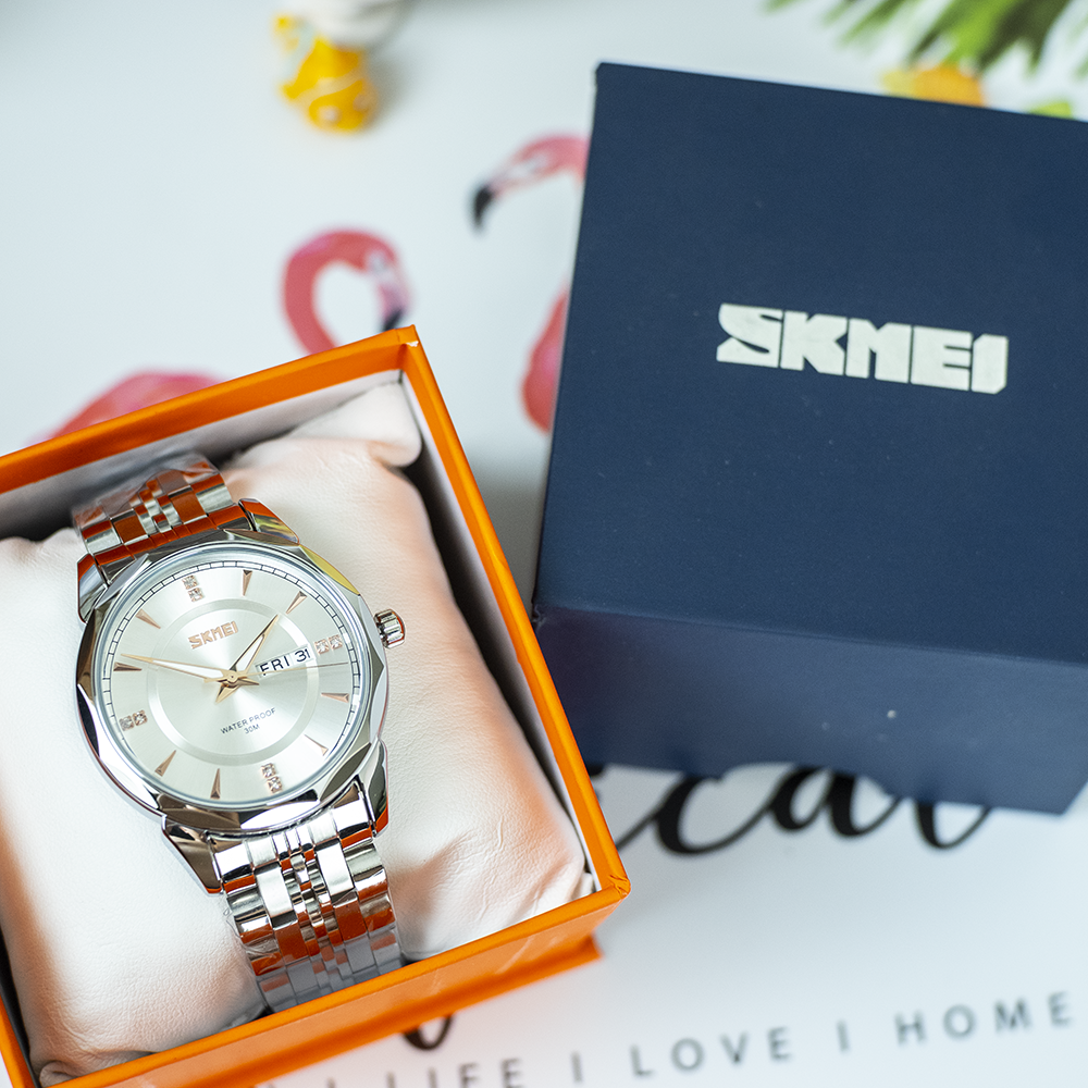 Đồng hồ skmei 9268 đồng hồ chính hãng đồng hồ dây thép không gỉ tặng pin đồng hồ + hộp