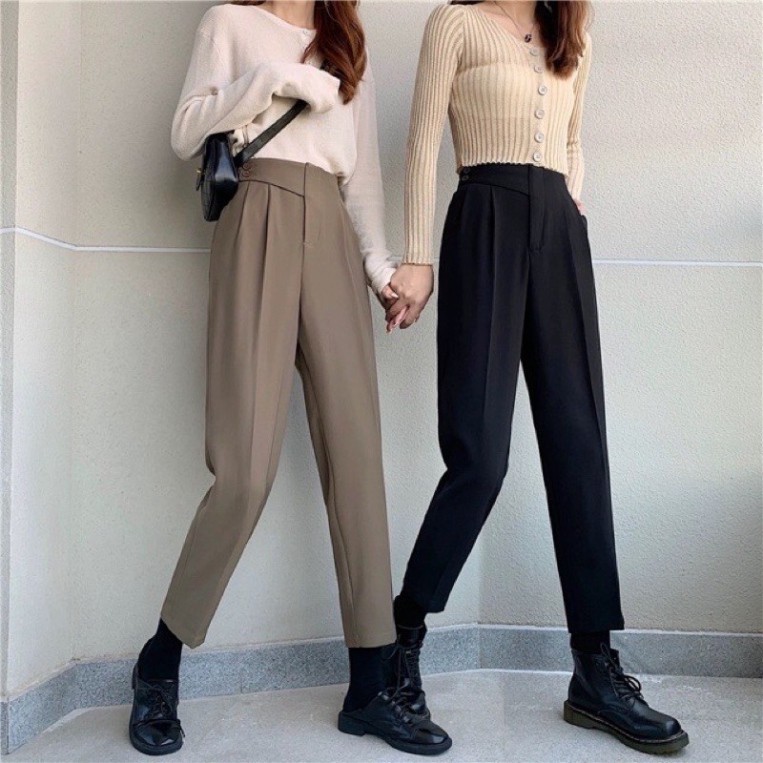 Quần baggy vạt lệch- trẻ trung năng động 2 màu đen, nâu