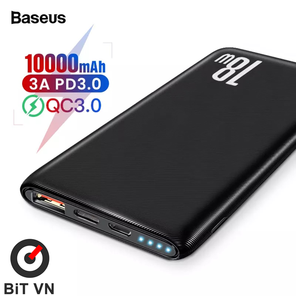 Pin dự phòng Sạc nhanh 3.0 Baseus Bipow 10000mAh PD/QC 18W (Powerdelivery / Quick Charge Power Bank ) - BiT VN