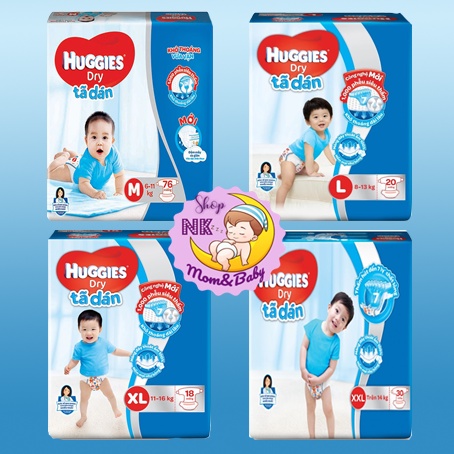 Bỉm huggies dán size m76/l68/xl62/xxl56