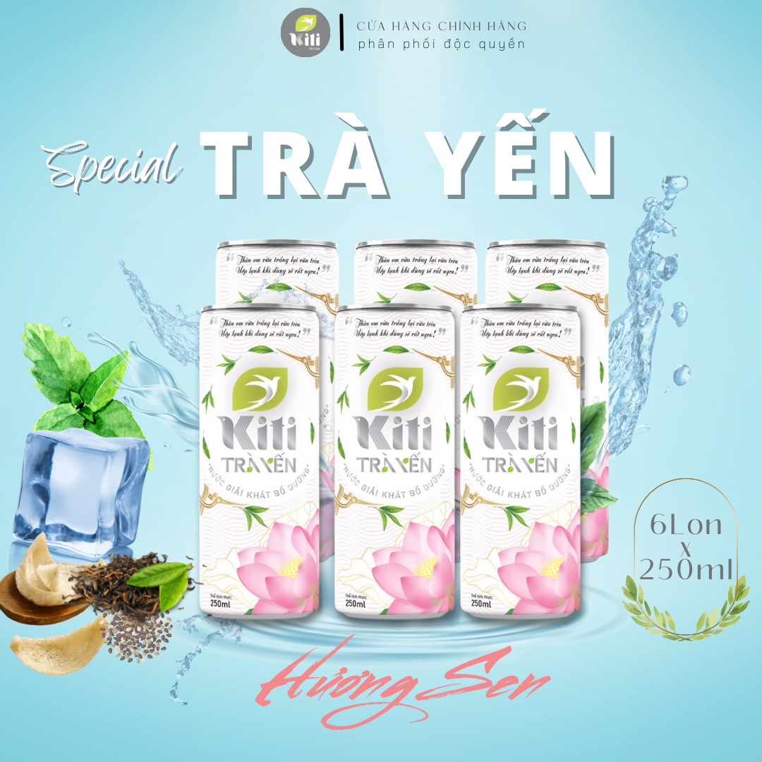 [Chính Hãng] Thùng 6 lon Trà Yến Kiti (250ml/lon) - Trà ôlong kết hợp yến sào hạt chia từ thiên nhiên vừa ngon vừa bổ giúp cải thiện sức khỏe, thanh mát giải khát tức thì