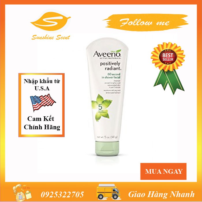 [HCM]SỮA RỬA MẶT AVEENO POSITIVELY RADIANT 60 SECOND IN-SHOWER FACIAL 141G