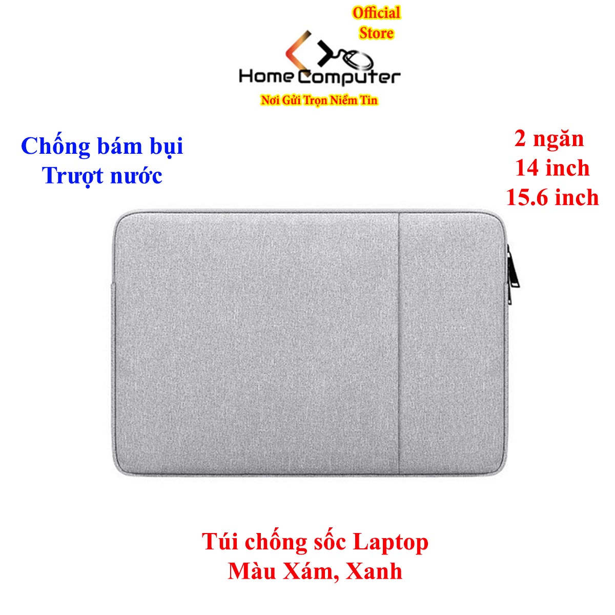 Túi chống sốc Laptop 2 ngăn 14 - 15.6 inch hàng xịn, trượt nước, chống bám bụi, kiểu dáng thời trang