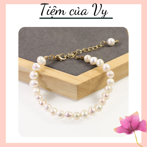 Vòng tay ngọc trai thô nước ngọt ánh trắng