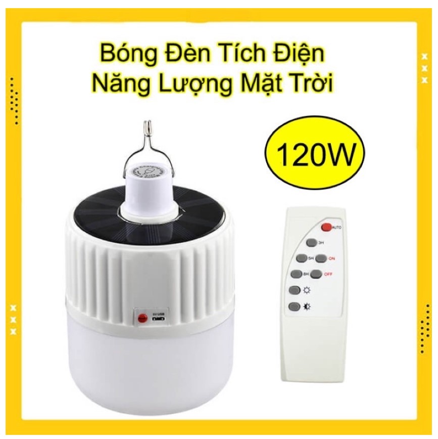 Bóng Đèn Led 120W Tích Điện Và Sạc Năng Lượng Mặt Trời Có Điều Khiển Từ Xa