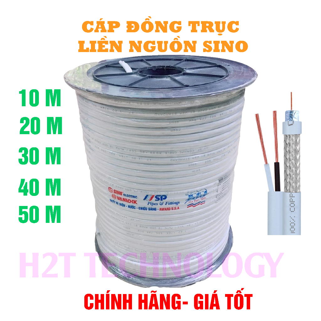 Cáp đồng trục liền nguồn vỏ bọc chống nhiễu Sino RG59/CCS + 2CU, chuyên dùng cho camera