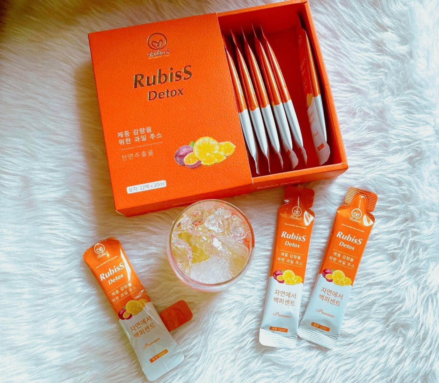 Nước trái cây giảm cân rubiss detox hàn quốc, 1 hộp 12 gói