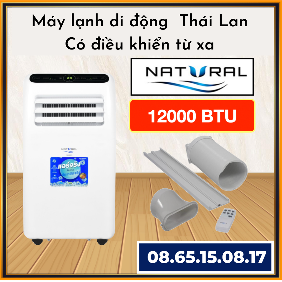 Máy lạnh di động natural 12000 btu nội địa thái lan- có chức năng hút ẩm 24l/ngày - thương hiệu glücklich của đức - máy hút ẩm 24l/ngày