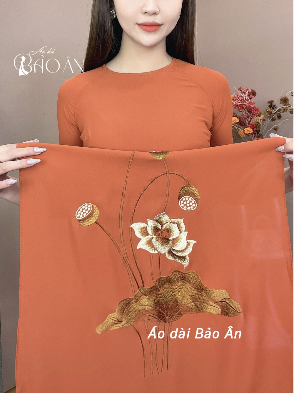 Áo lam đi chùa, áo dài nữ cách tân thêu hoa sen lụa tằm ý cao cấp mặc  đi chùa lễ tết đẹp,trang nhã