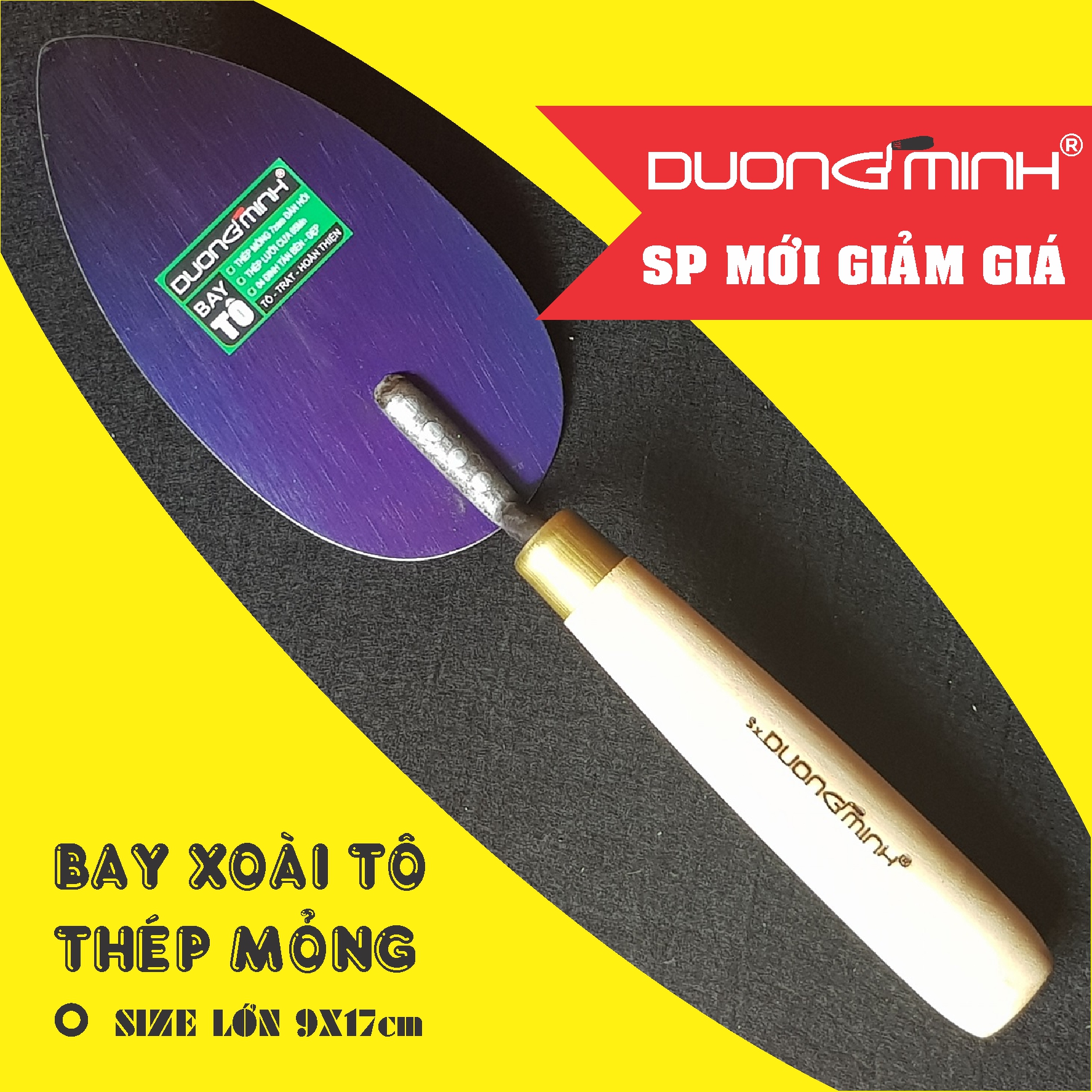 Bay tô trát Lá xoài Dương Minh, Bay xây dựng thợ hồ thép xanh mỏng dẻo - Dụng cụ xây dựng cao cấp