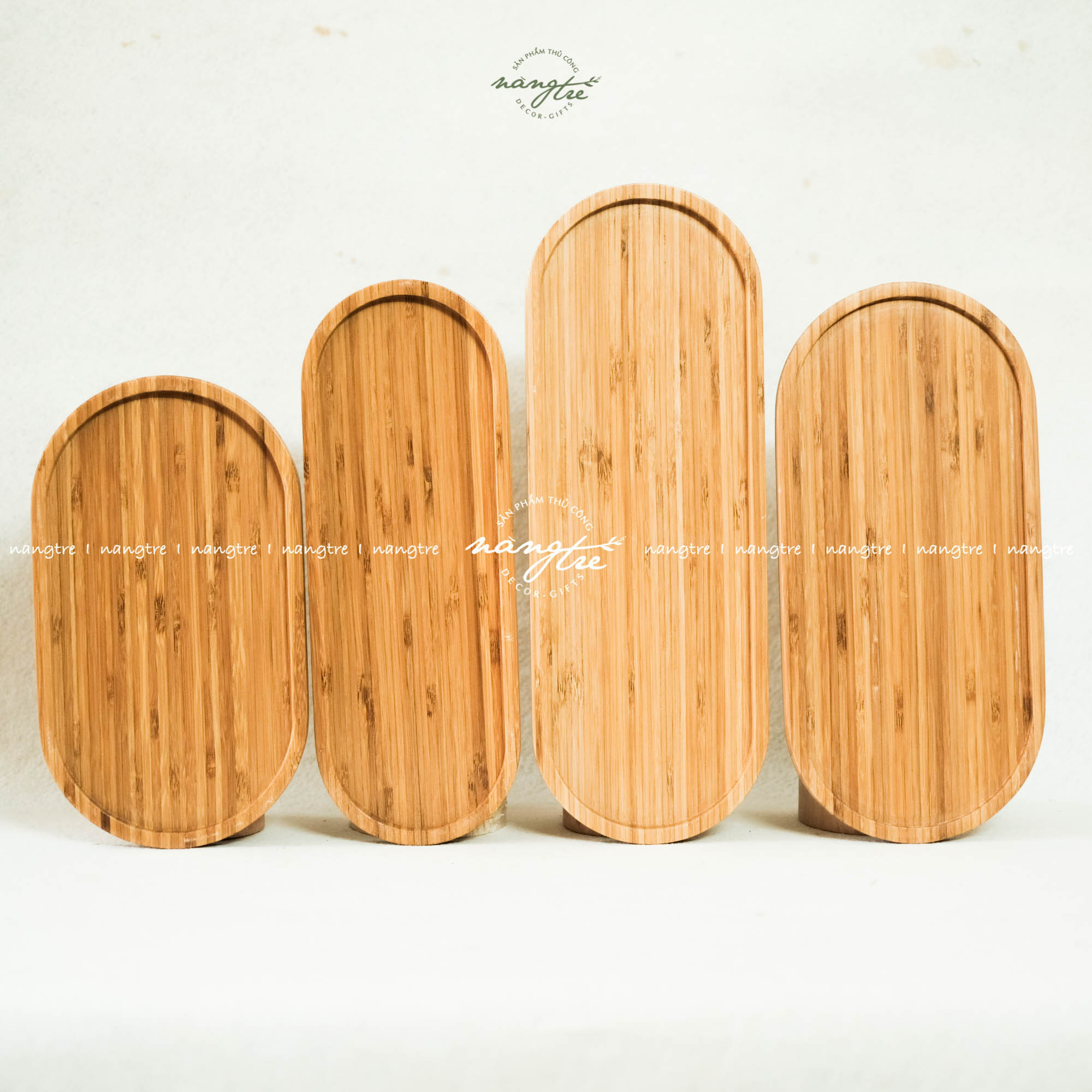 Khay gỗ tre tự nhiên hình Oval- Khay tre đựng thức ăn