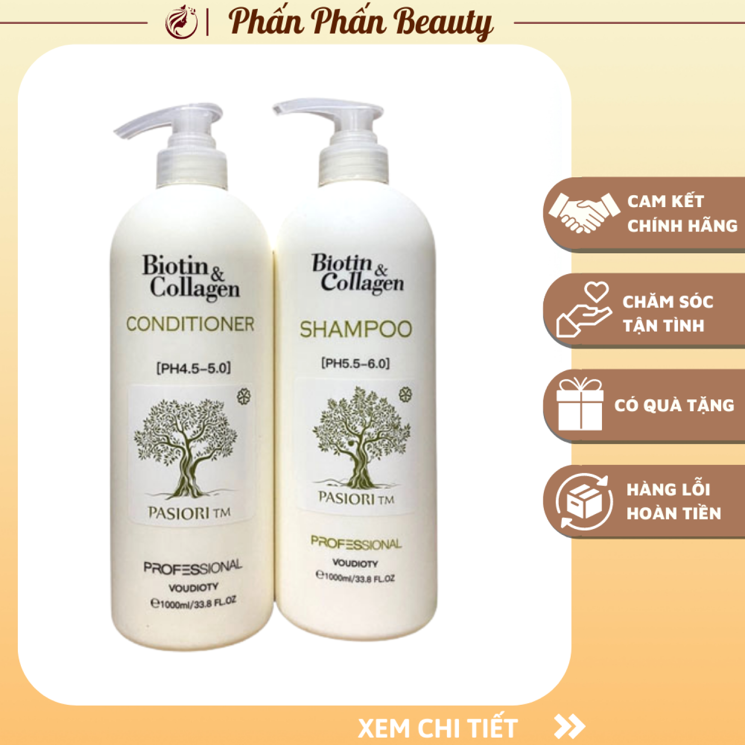 Dầu gội xả phục hồi, chống rụng tóc Biotin Collagen Voudioty trắng 500ml