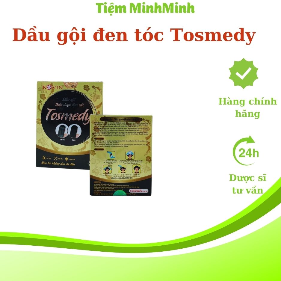 Dầu gội nhuộm tóc thảo dược thiên nhiên Tosmedy màu đen gói 75ml (hàng chính hãng)