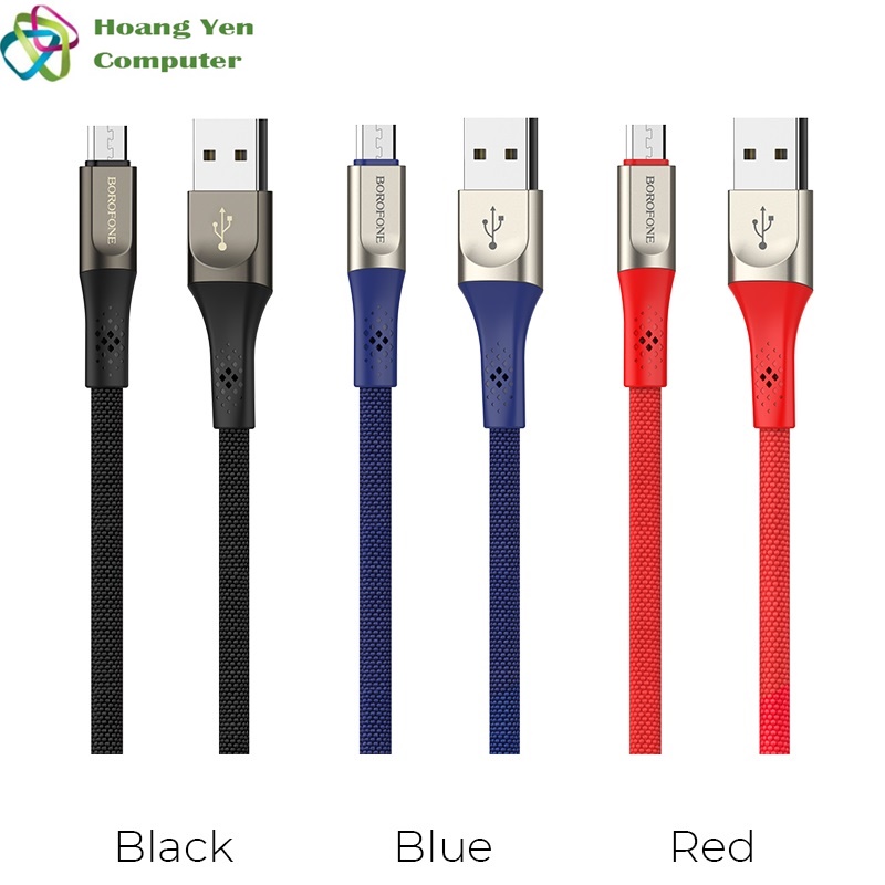 Cáp sạc micro usb borofone bu7 dài 1.2m dây dù cho android - bh 6 tháng 1 đổi 1 - hoàng yến computer