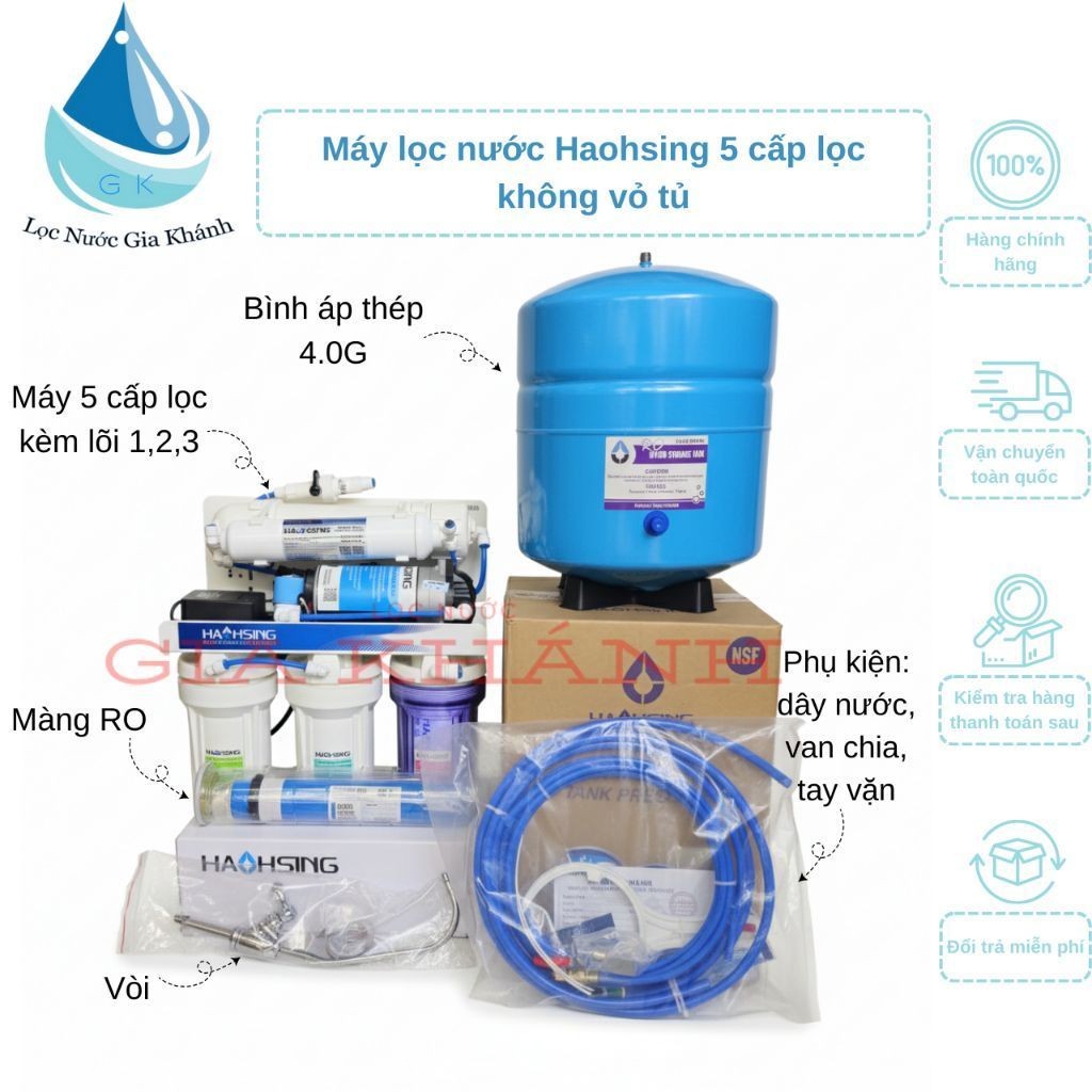 Máy lọc nước Haohsing RO không vỏ tủ hàng chĩnh hãng