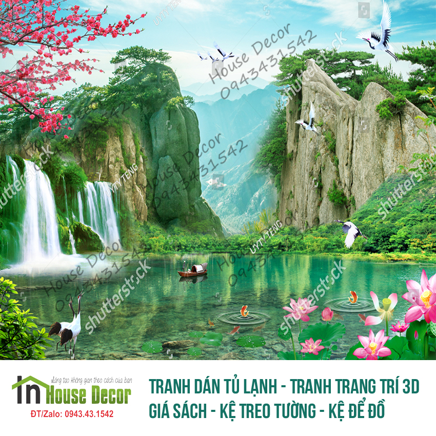 Tranh dán tường 3d house decor - tranh 3d cảnh đẹp thiên nhiên - giấy dán tường 3d - 1199418985