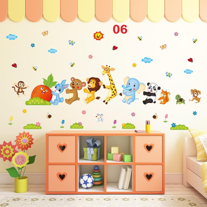 Decal dán tường Thú kéo ôm nhau