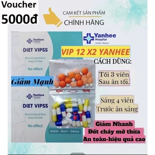 Giảm Cân Siêu Mạnh VIP 12 X3 YANHE mẫu mới giảm manh (1 tuần)