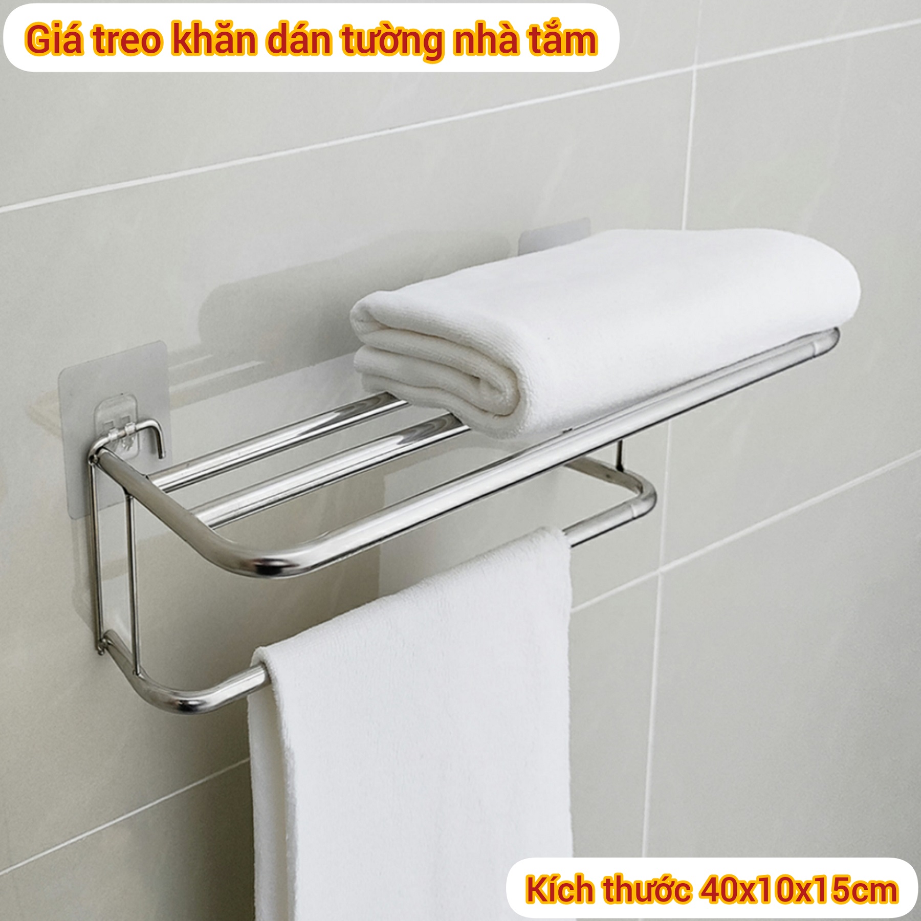 Giá treo khăn nhà tắm kệ để khăn nhà tắm 40 cm thanh treo khăn tường đa năng tiện dụng Bee Boy