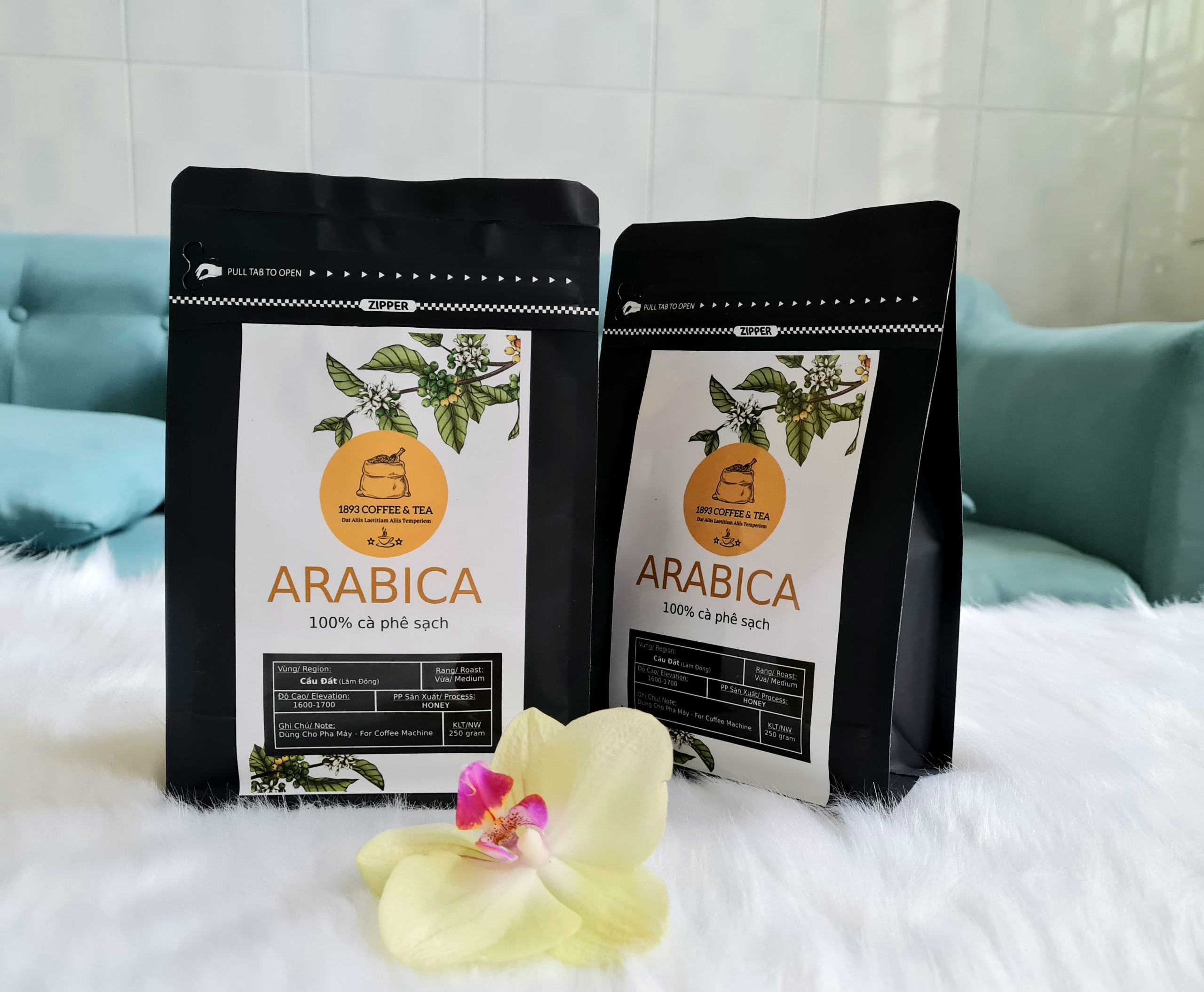 Combo 2 túi 250gr cà phê arabica cầu đất nguyên chất 100% thơm quyến rũ từ 1893 coffee & tea