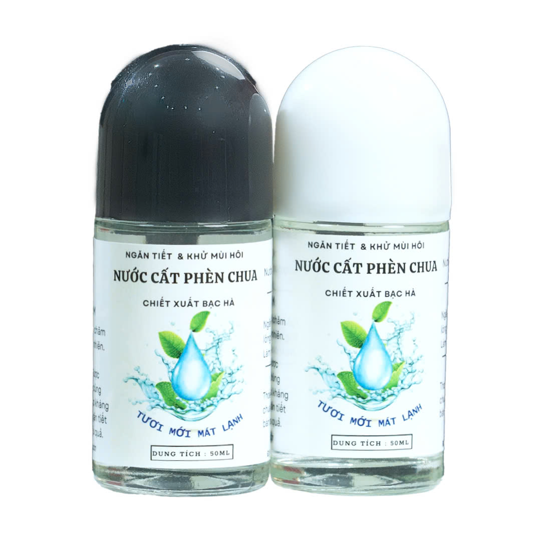 Lăn Nước Cất Phèn Chua Mix Tinh Thể Bạc Hà - Dạng Chai Lăn 50ml - Hỗ Trợ Khử Mùi Hôi Nách Làm Trắng Da Vùng Nách,...